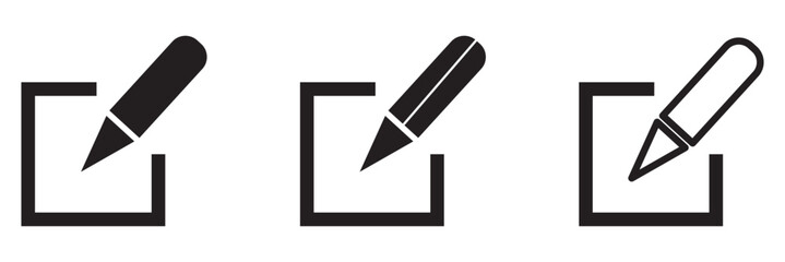 Edit icon collection. Writing note symbol vector illustration.