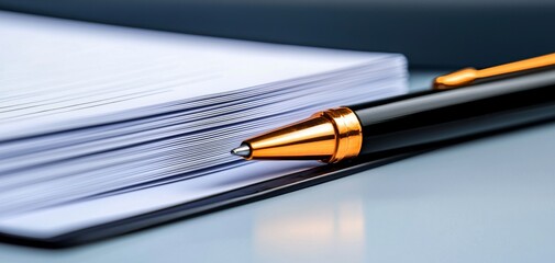 Open binder with a detailed business plan and notes, structured company strategy