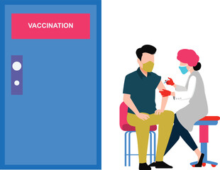 The girl and the kid are going to the room for vaccination.