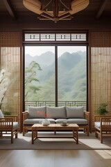 Naklejka premium peaceful living room with a minimalist approach