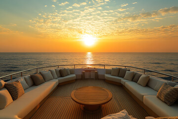Sunset View from an Exclusive Luxury Yacht with Modern Design  