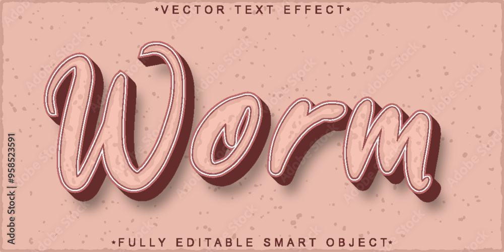 Poster cream soil worm vector fully editable smart object text effect