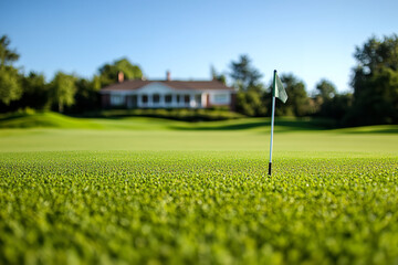 Obraz premium Elite Golf Club with Lush Greens and Elegant Clubhouse 