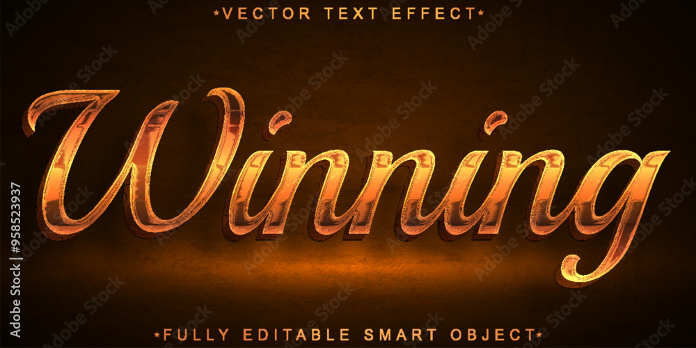 Poster winning vector fully editable smart object text effect