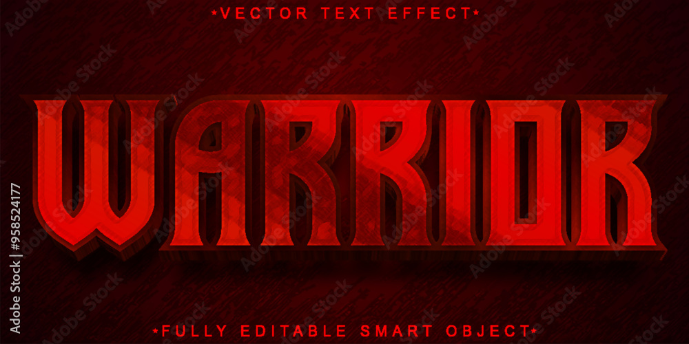 Poster warrior vector fully editable smart object text effect