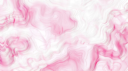 Fototapeta premium Seamless hand drawn topographic map contour lines pattern in pastel pink and white