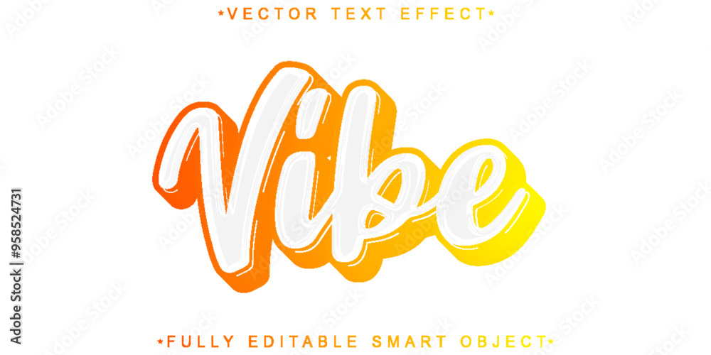 Poster vibe vector fully editable smart object text effect