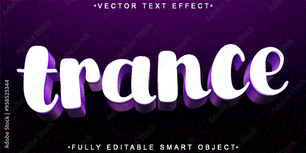Poster trance vector fully editable smart object text effect