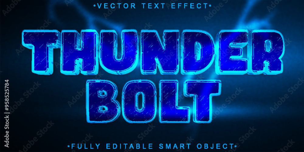 Poster thunder bolt vector fully editable smart object text effect