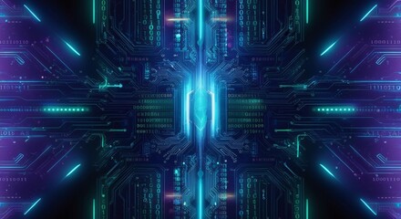 Obraz premium Abstract blue background with glowing rays suggesting energy and movement in space