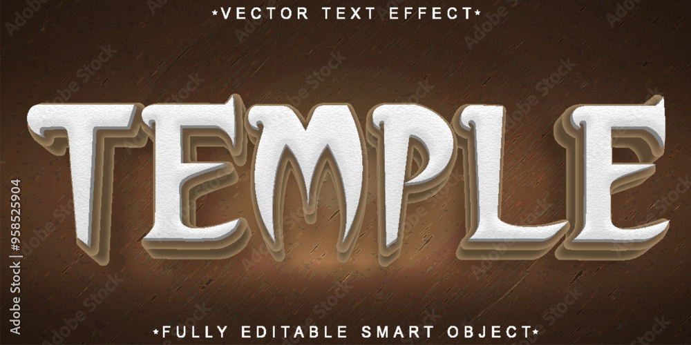 Poster shiny temple vector fully editable smart object text effect