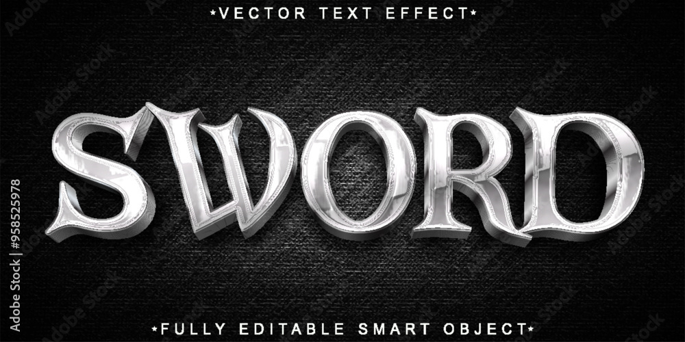 Poster sword vector fully editable smart object text effect