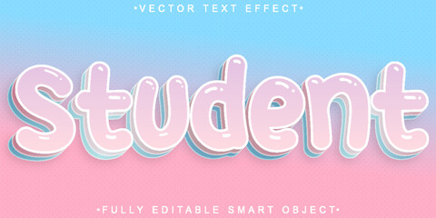 Cute Student Vector Fully Editable Smart Object Text Effect