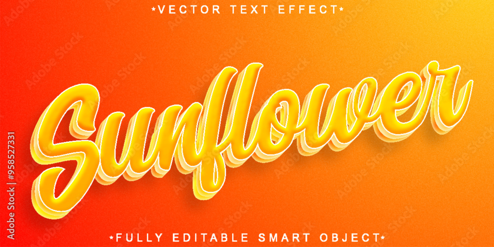 Poster Sunflower Vector Fully Editable Smart Object Text Effect