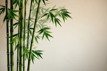Bamboo Leaf Silhouette Against Soft Light Background for Tranquil Decor
