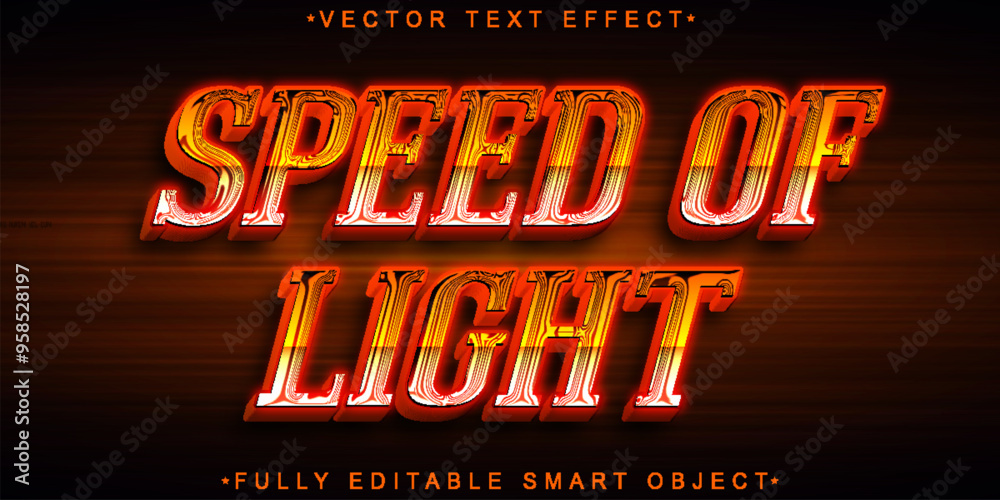 Poster speed of light vector fully editable smart object text effect