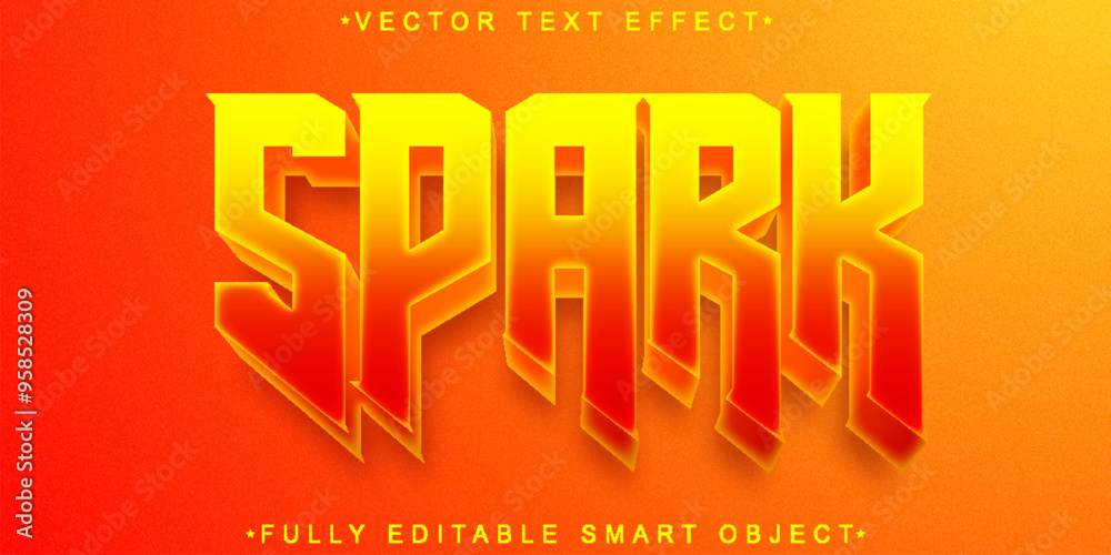 Poster orange spark vector fully editable smart object text effect
