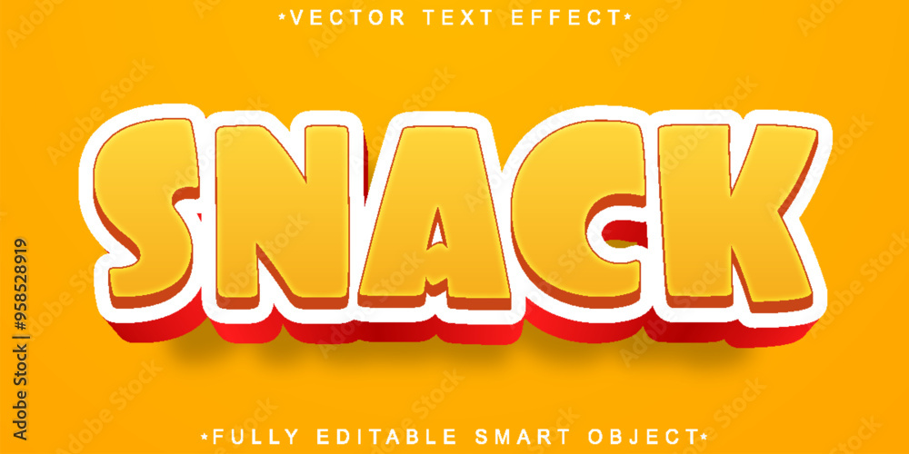 Poster snack vector fully editable smart object text effect