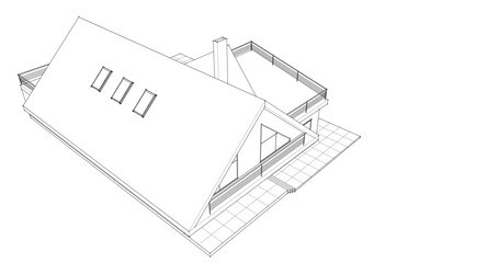 sketch of a modern house 3d rendering	

