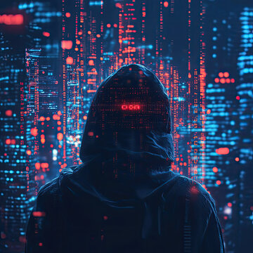 Dark Backroom style hacker hacking the power grid