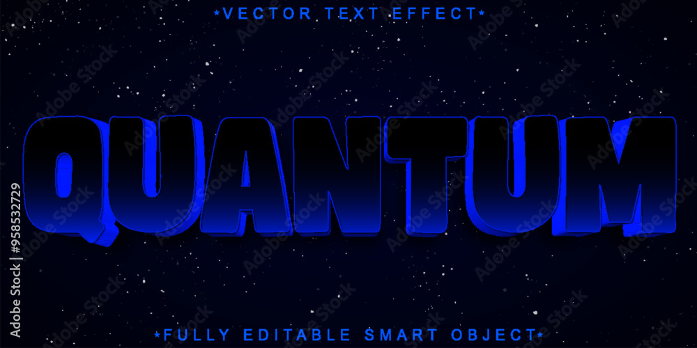 Poster shiny blue quantum vector fully editable smart object text effect