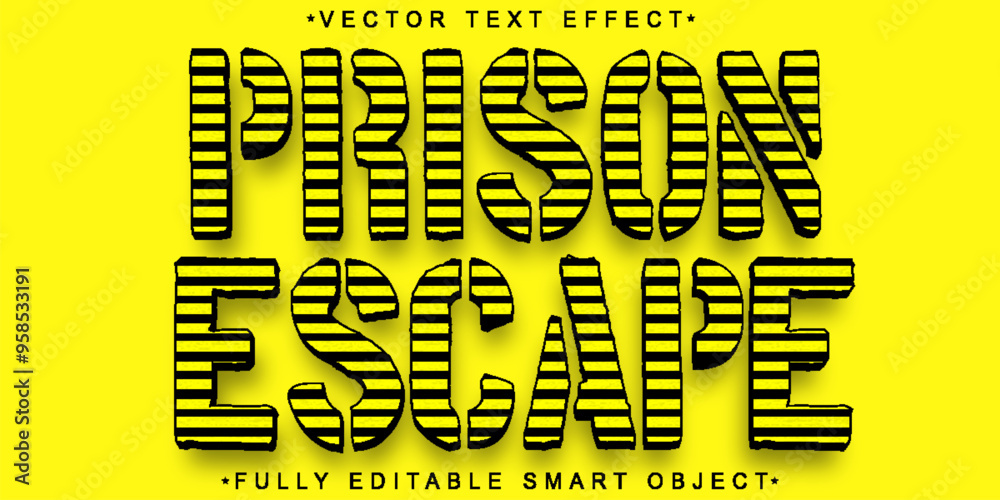 Poster prison escape vector fully editable smart object text effect