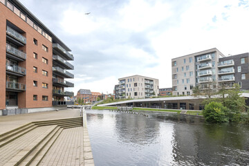 Obraz premium Walking in Silkeborg's streets with many beautiful buildings