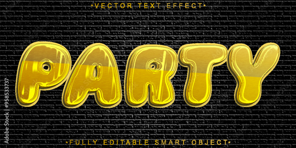 Poster shiny party vector fully editable smart object text effect