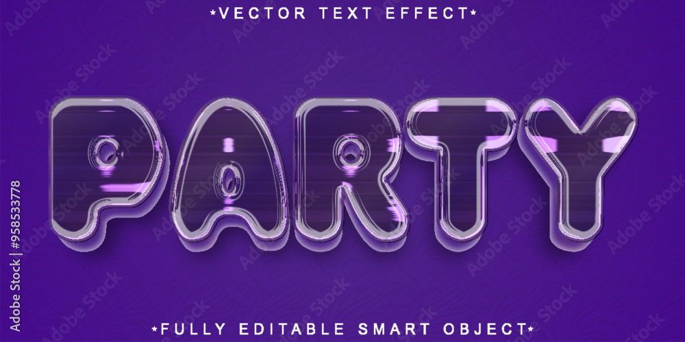 Poster shiny party vector fully editable smart object text effect