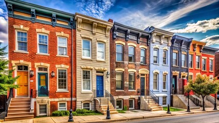 Obraz premium * Spacious and modernized homes await renters in Baltimore, a historic city blending old and new charm.