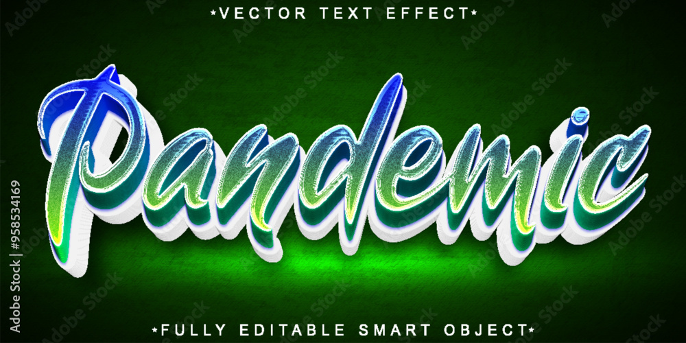 Poster pandemic vector fully editable smart object text effect