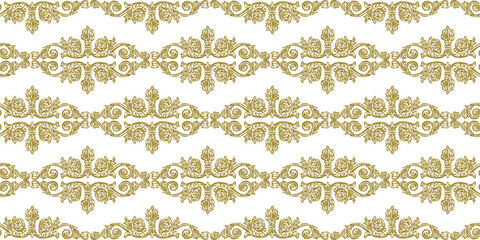 Fototapeta premium Seamless pattern of sketches decorative golden vintage design elements, vector hand drawn background, wallpaper,paper,textile,fabric