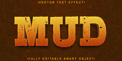 Cartoon Dripping Brown Muddy Vector Fully Editable Smart Object Text Effect © HUMA