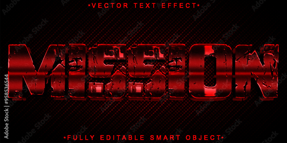 Poster red mission vector fully editable smart object text effect