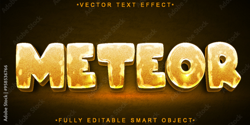 Poster meteor black and orange vector fully editable smart object text effect