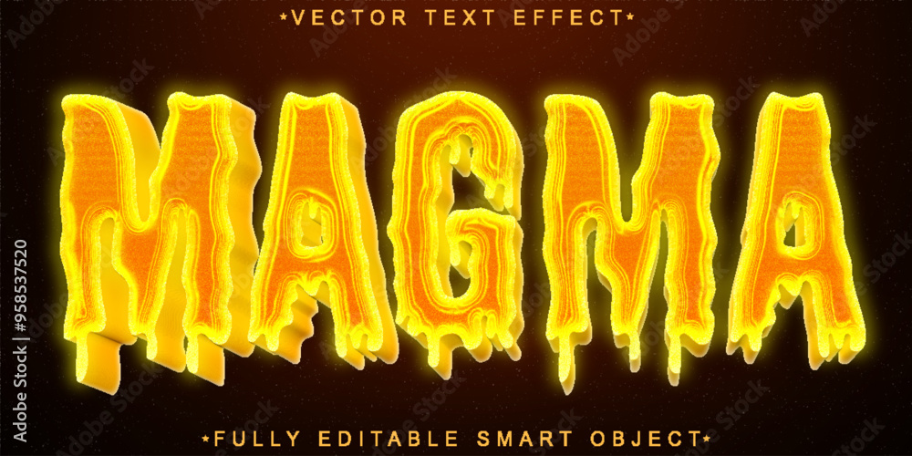 Poster magma lava vector fully editable smart object text effect