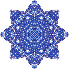 Vector floral art mandala. Ethnic design with intricate fiigree ornament. Arabesque star medallion vector