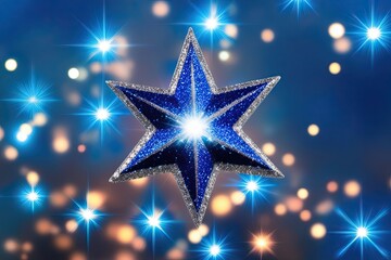 Brilliant Shimmering Blue Star Points with Cool Light Effects