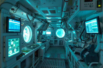 Fototapeta premium Advanced Deep Sea Research Vessel with High-Tech Monitoring Equipment 
