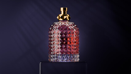 Front view expensive perfume as a present on the dark background