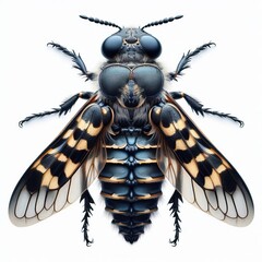 whole view of a insect on white background , view from above.