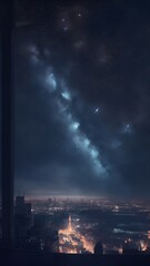 星空と大都市の風景
