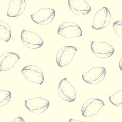 Ink food seamless pattern with garlic on light background. Hand dranw hot spice vegetables. relish  for rice, soup, meat. Graphics for packing, menu, restauranr decor