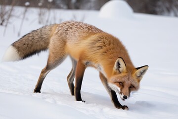 Charming Fox Adventuring in Winter Wonderland Snowy Landscape