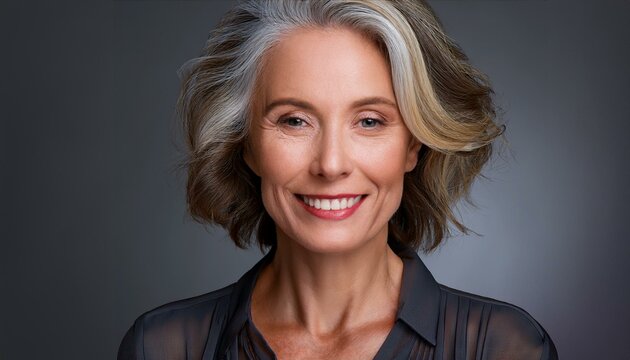 Una mujer sonriente.