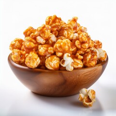 Tasty caramel glazed popcorn isolated on transparent background