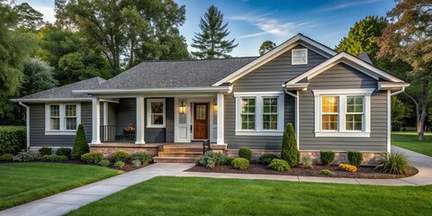 This charming ranch-style home gets a stylish makeover with the installation of new siding, modern new windows, and