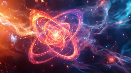 100. Elegant visualization of a toxic atom surrounded by radiant, swirling molecular patterns