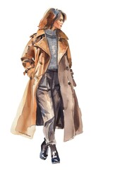 Obraz premium Stylish woman in trench coat