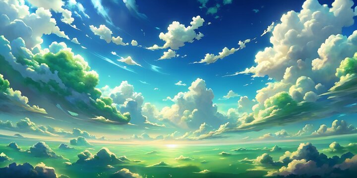 cloud scene anime style illustration